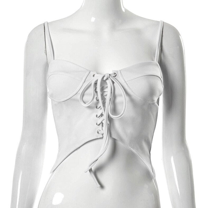 Corset Crop Top À Bretelles Blanc Dorothy, top corset pour femme