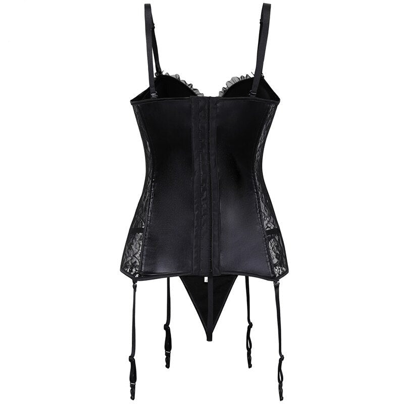Corset En Latex Avec Porte-Jarretelles Style Guêpière Eleanor, corset latex waist trainer