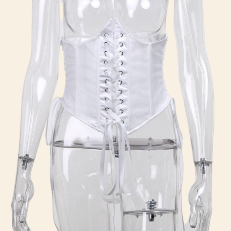 Corset Underbust Gothique À Lacets Pearl, underbust corset fashion