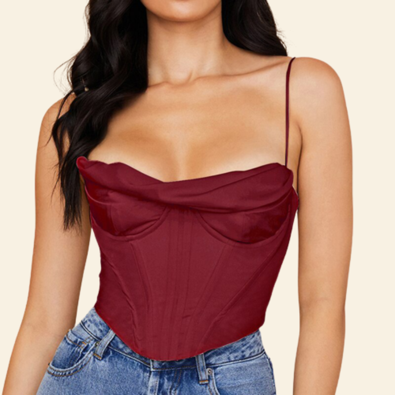 Top Corset Élégant Avec Fines Bretelles Hana, top corset blanc femme