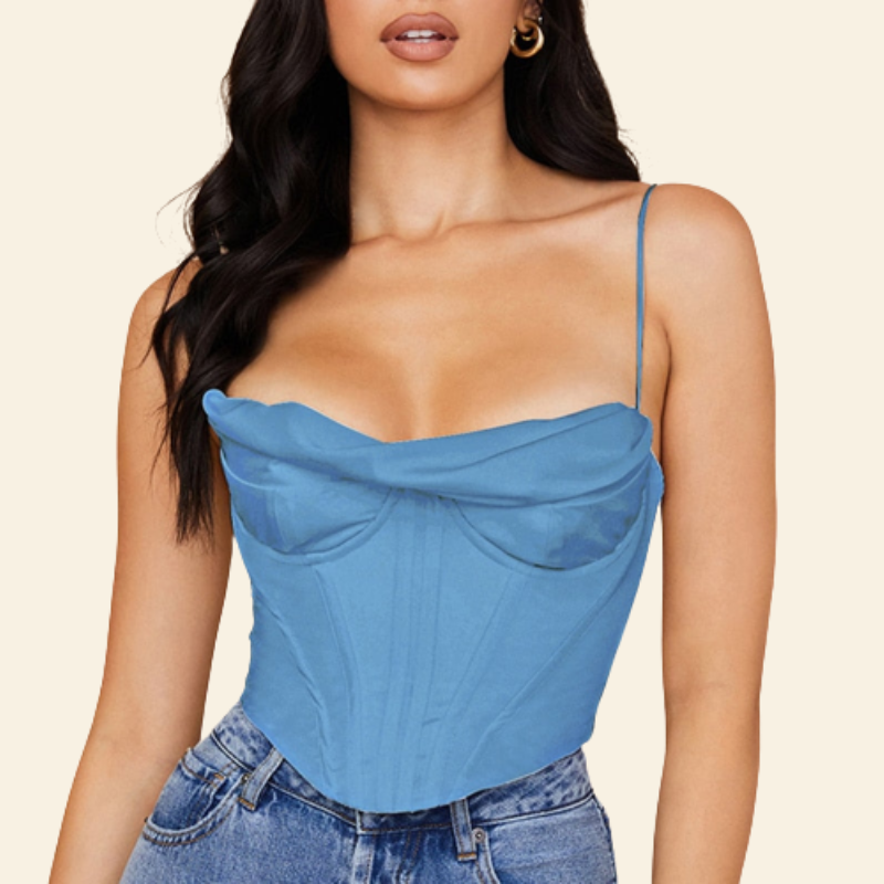 Top Corset Élégant Avec Fines Bretelles Myla, top corset noir