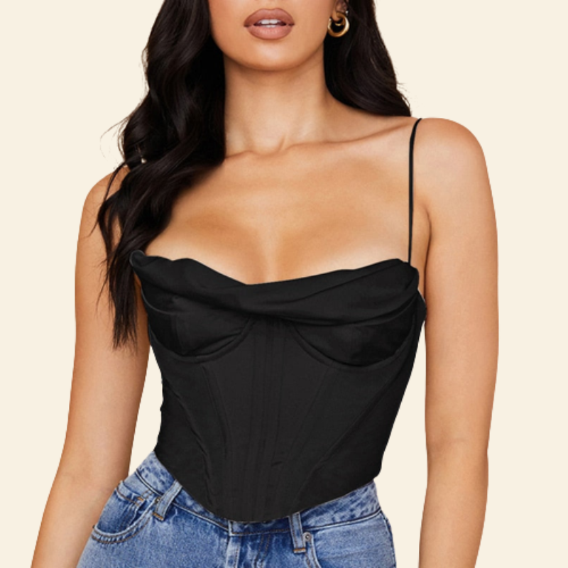 Top Corset Élégant Avec Fines Bretelles Noah, top corset noir