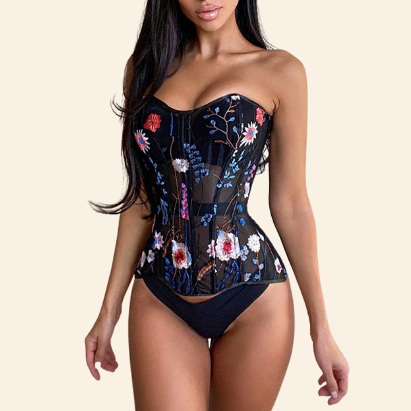 Corset Bustier Sexy et Transparent (Bleu)