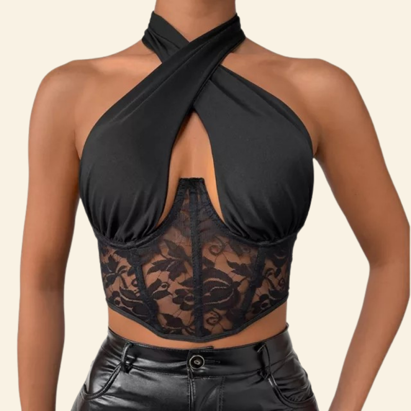 Corset Crop Top Élégant Noir, topshop corset