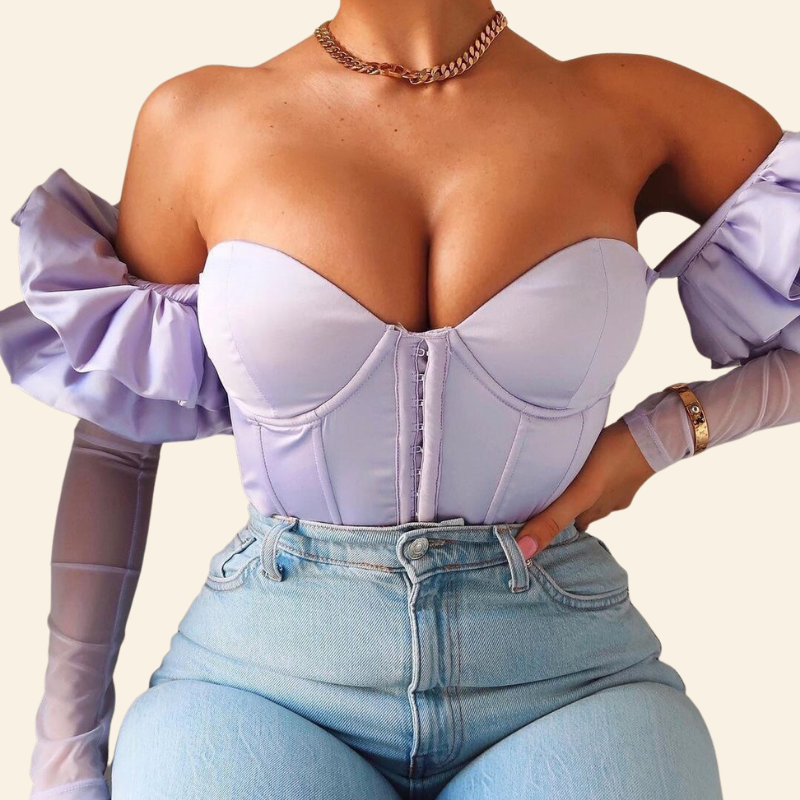 Top Corset Manches Longues Bouffantes Lydia, top corset bustier