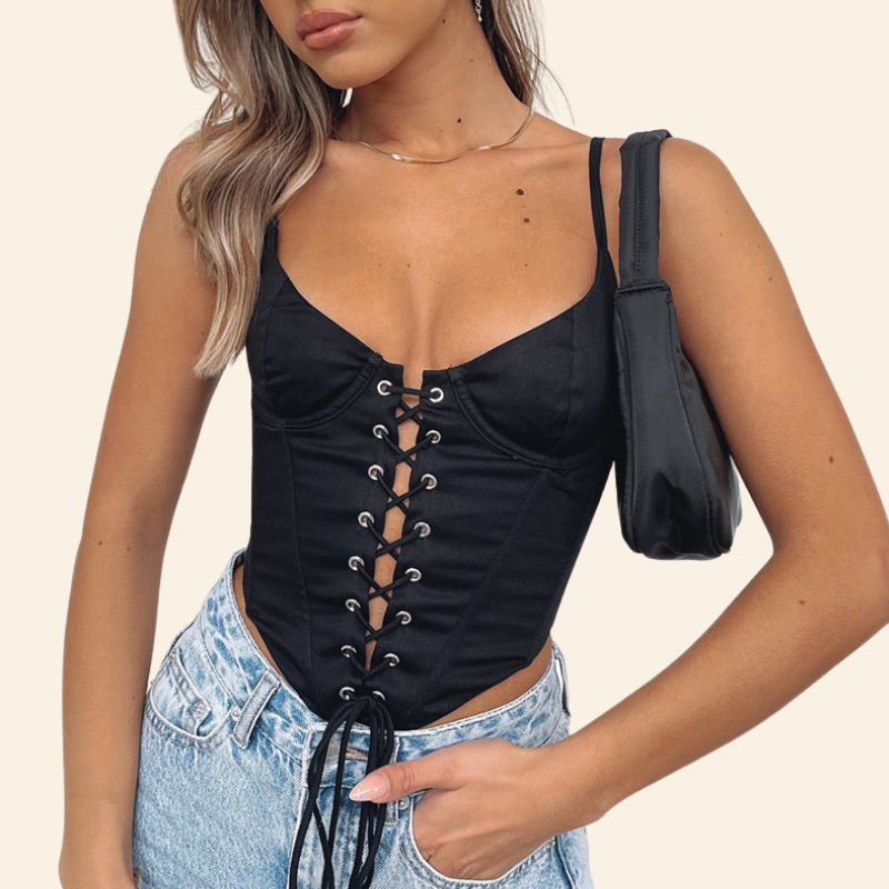 Top Facon Corset Moderne Averi, top style corset structuré orange