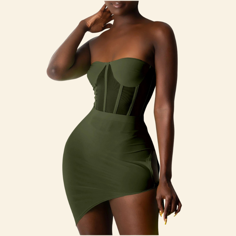 Robe Courte Chic Sans Bretelles, robe longue rose corset