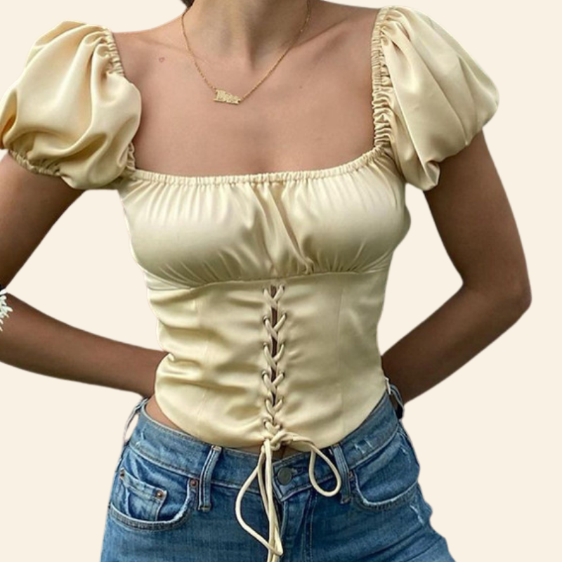 Top Corset Manches Courtes Bouffantes Isabella, top corset bretelle