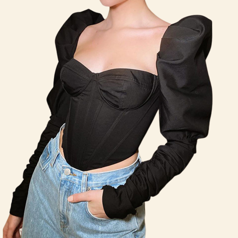 Top Corset Manche Longue Bouffante Paloma, corset top outfit