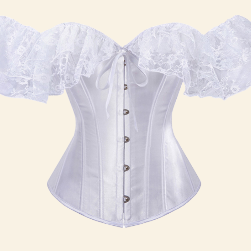 Corset Gothique Manches Courtes En Dentelle Olive, robe corset gothique