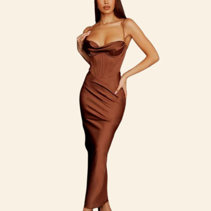 Robe Corset Longue Cocktail Monica, robe corset fente