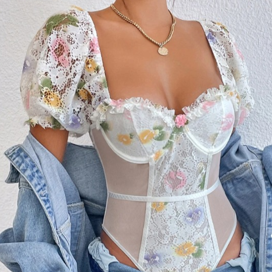 Bustier Fleuri (Corset Sans Bretelles), bustier fleur