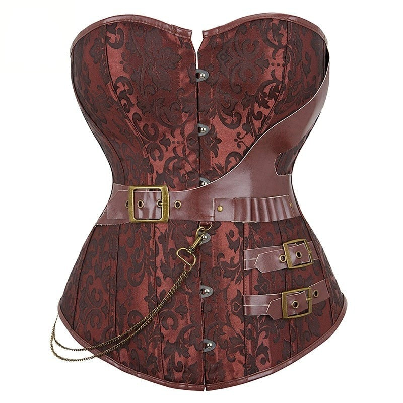 Corset Steampunk Grande Taille Itzayana,  corset cuir steampunk