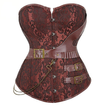 Corset Steampunk Grande Taille Itzayana,  corset cuir steampunk