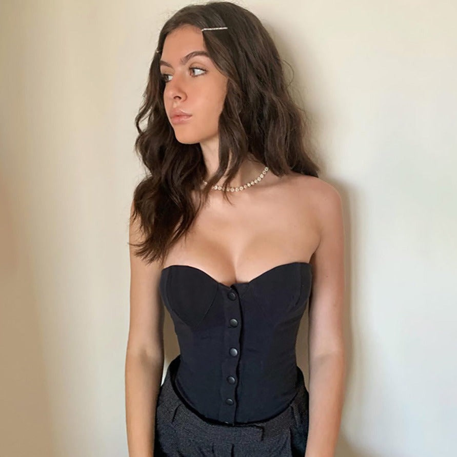 Top Corset Noir (Haut Bustier) Erin, corset bustier pour femme