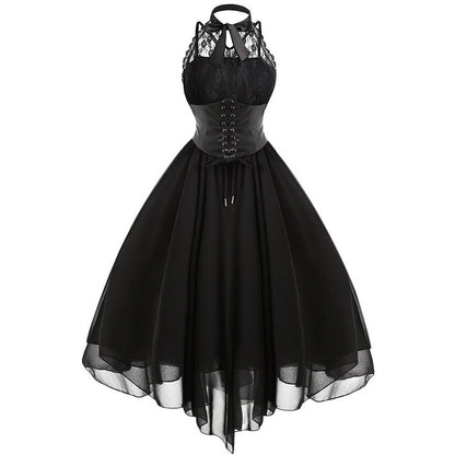 Robe Corset Gothique Dos Nu Laylah, robe courte noire pour femme
