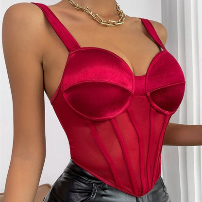 Corset Sexy et Transparent Rouge (Balconnet), corset minceur de sudation
