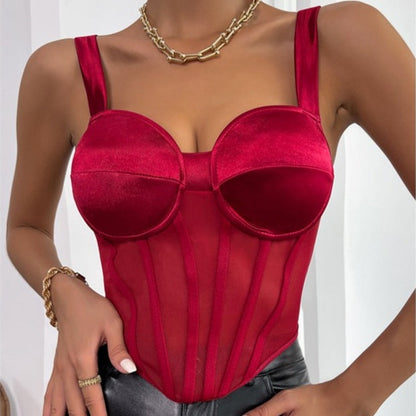 Corset Sexy et Transparent Rouge (Balconnet), corset gaine amincissante