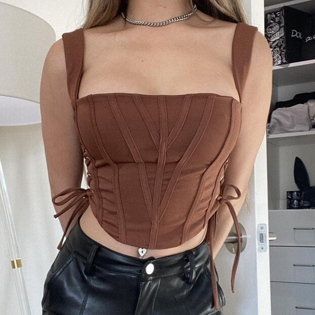 Corset Bustier Avec Bretelles (Marron)