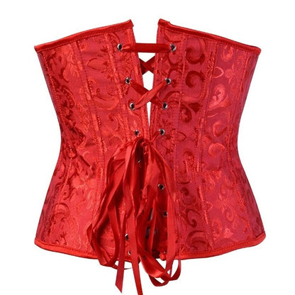 Corset Underbust Gothique Taille De Guêpe Braelynn, corset rouge jacquard