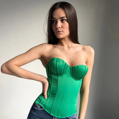 Bustier Vert en Satin, corset vert