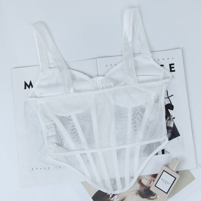 Corset Sexy et Transparent Blanc (Balconnet), corset serre-taille sexy