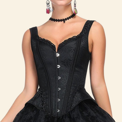 Corset Gothique À Bretelles Et Lacets Lora, corset gothique cuir