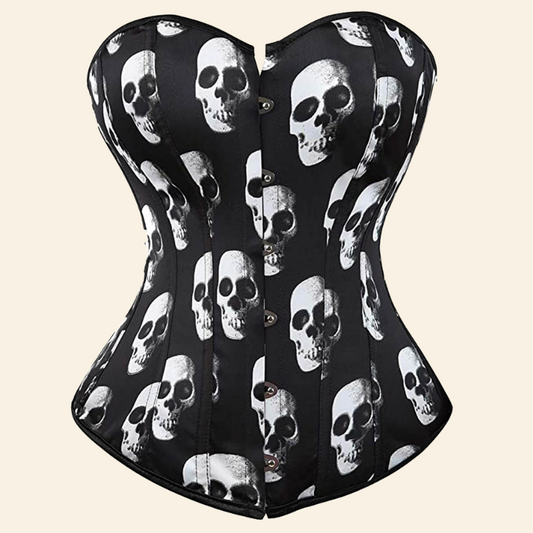 Corset Gothique Bustier Tête De Mort Marceline, image corset gothique