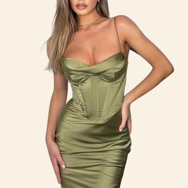 Robe Corset Cintrée Verte (Soirée), robe corset grande taille