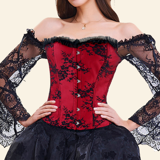 Corset Gothique Manches Longues En Dentelle Sabrina, image corset gothique