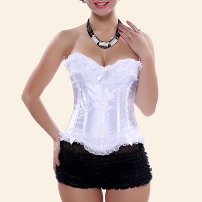 Corset Sexy En Satin Blanc Hattie, corset ancien pour femme