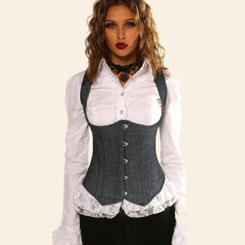 Corset Steampunk Syle Pirate Grande Taille Adelyn, corset cuir steampunk